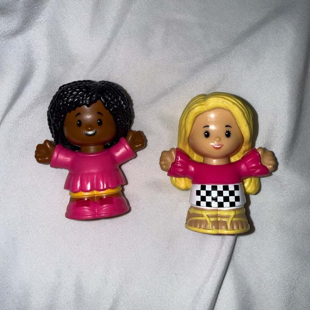 Fisher-Price Little People Figures Lot of 2 (African American Girl in Pink Dress